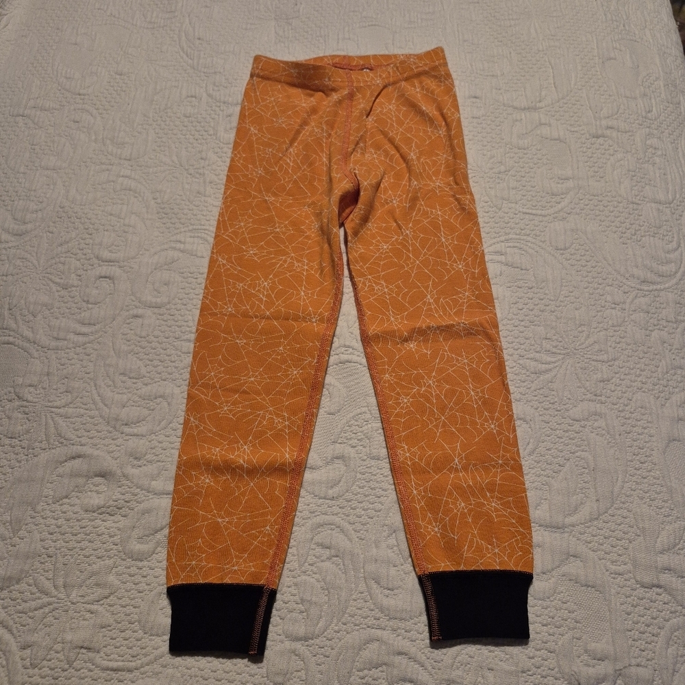 Hanna Andersson Pajama Pants Size 110 Or Us 5 Orange & White Web Print Vguc